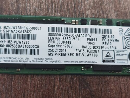 Περισσότερες πληροφορίες για "Samsung PM961 128GB NVMe SSD"