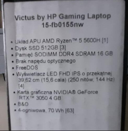 Περισσότερες πληροφορίες για "ΠΩΛΗΣΗ ΝΕΟΥ LAPTOP hp victus 15-fb0155nw (ryzen 5-5600h/16gb/512gb ssd/geforce rtx 3050 4gb/fhd/free"