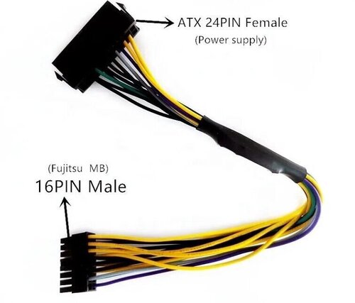 Περισσότερες πληροφορίες για "ATX 24Pin to 16Pin Male Motherboard Adapter Power Cable for Fujitsu Motherboard"