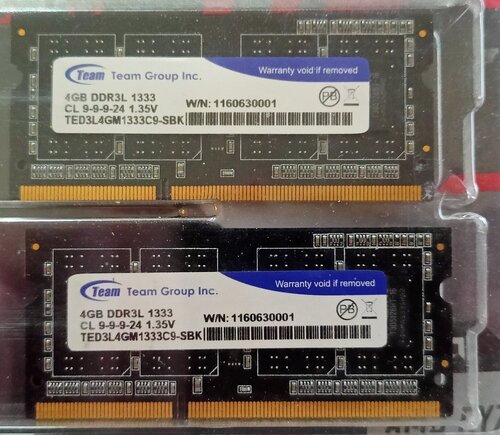 Περισσότερες πληροφορίες για "Teamgrouyp Elite kit 8GB (2 x4GB) SODIMM DDR3L 1333"