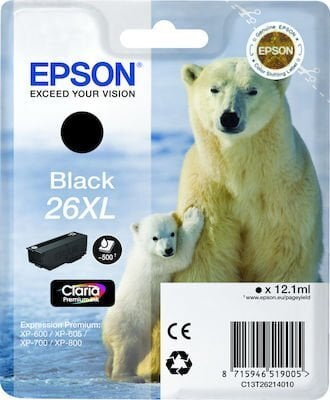 Περισσότερες πληροφορίες για "Μελάνια EPSON Black και Photo Black 26 XL"