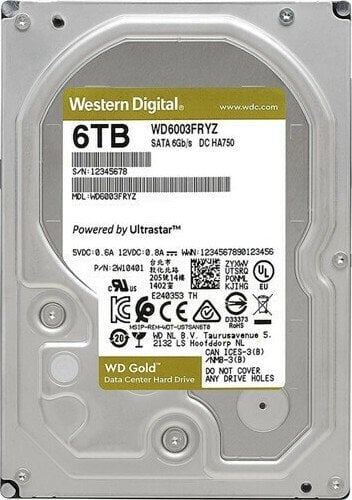 Περισσότερες πληροφορίες για "Western Digital Gold 6TB HDD Σκληρός Δίσκος 3.5" SATA III 7200rpm με 256MB"