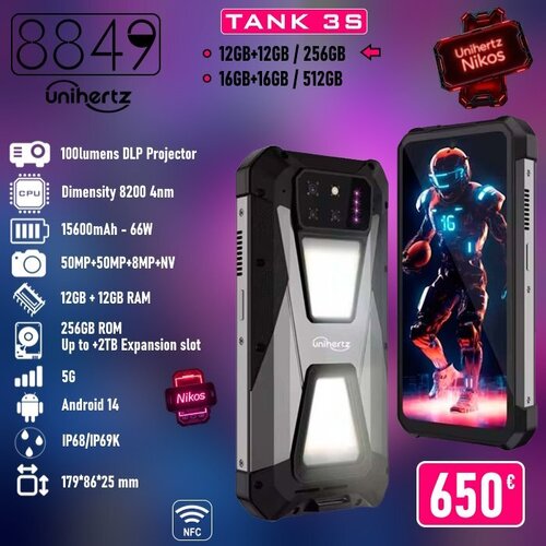 Περισσότερες πληροφορίες για "Unihertz 8849 Tank 3S (12GB/256GB) Projector Rugged Smartphone"