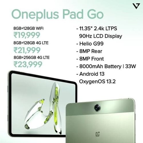 Περισσότερες πληροφορίες για "Oneplus pad go"