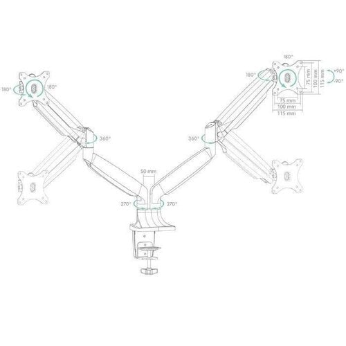 Περισσότερες πληροφορίες για "Icy Box  IB-MS504-T Βάση Γραφείου για 2 Οθόνες έως 32" με Βραχίονα"