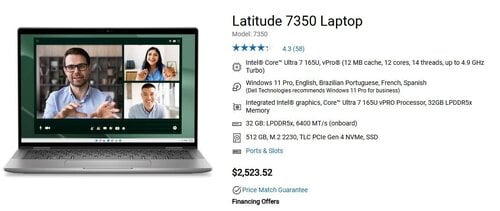 Περισσότερες πληροφορίες για "Dell 7350 13.3" i7 165u v pro, 32gb ram, 512gb, 5g sim"