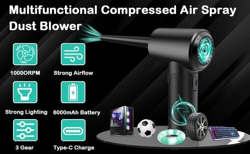 Περισσότερες πληροφορίες για "Electric Dust Blower (Air Duster Cordless Electric)"