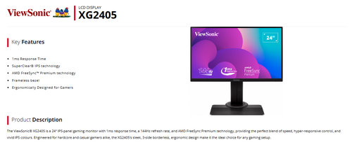 Περισσότερες πληροφορίες για "ViewSonic Gaming Monitor XG2405"