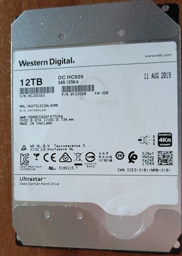 Περισσότερες πληροφορίες για "WD Ultrastar DC HC520 12TB 3.5 HDD SAS"