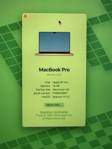 Περισσότερες πληροφορίες για "MacBook Pro 16-inch, 2021 Apple M1 Pro 16 GB 512 GB 120Hz"