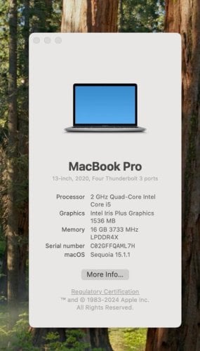 Περισσότερες πληροφορίες για "MacBook Pro 13" (2020) – Τετραπύρηνος i5, 16GB RAM"