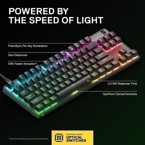 Περισσότερες πληροφορίες για "SteelSeries Apex 9 TKL Οπτικό Gaming Πληκτρολόγιο με SteelSeries OptiPoint διακόπτες και RGB φωτισμό"
