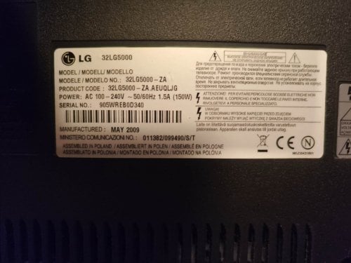 Περισσότερες πληροφορίες για "LG 32LG5000-ZA 32'' LCD TV"