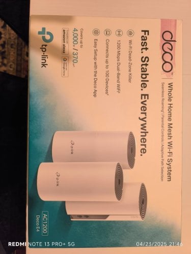 Περισσότερες πληροφορίες για "TP-LINK Deco E4 WiFi Mesh Network Access Point Wi‑Fi 5 Dual Band (2.4 & 5GHz) in Triple KIt"