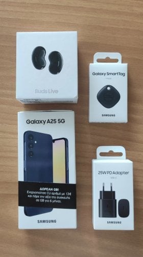 Περισσότερες πληροφορίες για "Galaxy A25 5G Buds Live SmartTag Charger"