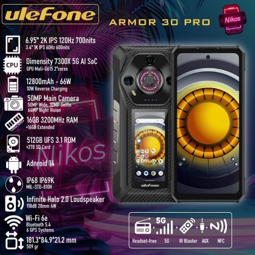 Περισσότερες πληροφορίες για "Ulefone Armor 30 Pro (16GB/512GB)"