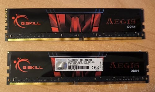 Περισσότερες πληροφορίες για "G.Skill Aegis 16GB DDR4 RAM με 2 Modules (2x8GB) και Ταχύτητα 3000 για Desktop (F4-3000C16D-16GISB)"
