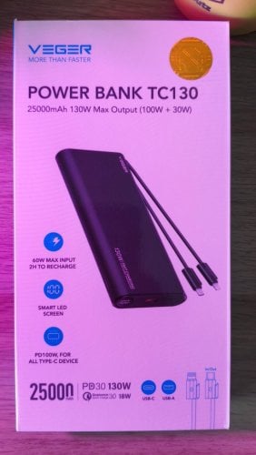 Περισσότερες πληροφορίες για "Powerbank Veger 25.000MhA 130W Ταχύτητα Φόρτισης"