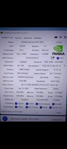 Περισσότερες πληροφορίες για "Gigabyte GeForce RTX 3070 EAGLE 8G"