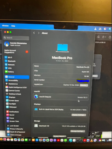Περισσότερες πληροφορίες για "MacBook Pro m3 14 512 gb 16 gb ram"