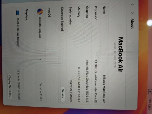 Περισσότερες πληροφορίες για "MacBook Air 2020"