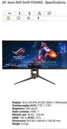 Περισσότερες πληροφορίες για "ASUS ROG Swift PG349Q (34.14"/UltraWide Quad HD)"